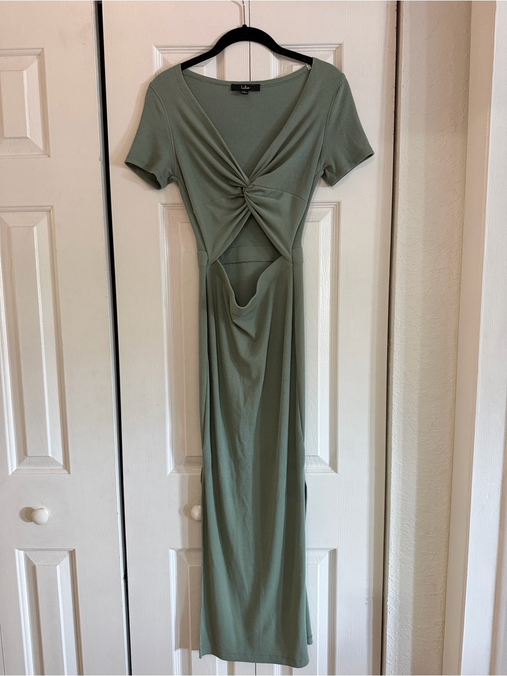 Lulus - Twist-Front Olive Green Maxi Dress
